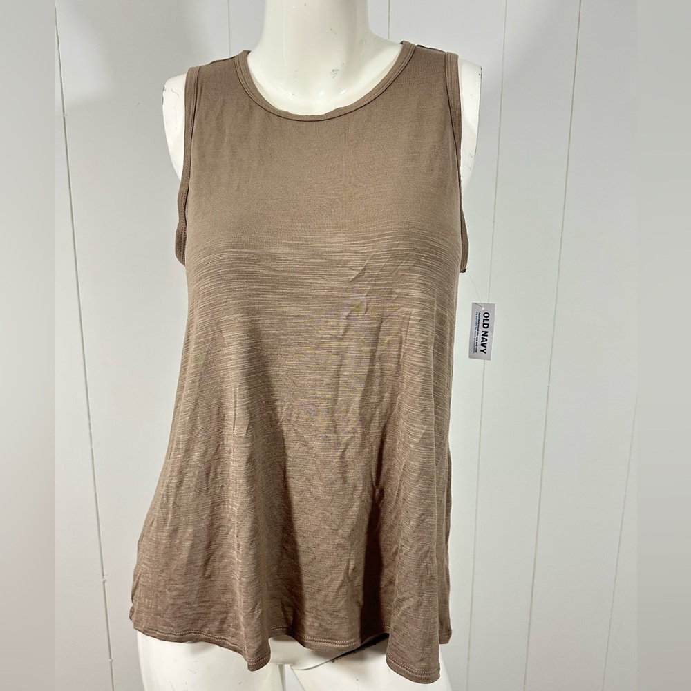 NWT Old Navy Luxe Tank Top Women's Medium Brown Sleeveless Scoop Neck Shirt